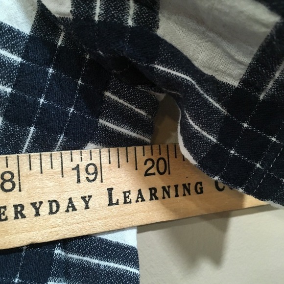Madewell Plaid Tie Front Top Women XL Blue White Button Back Preppy Picnic Casua - Picture 5 of 11